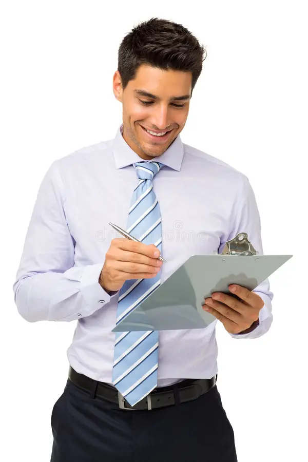 smiling businessman making a written test - Studio Psiché